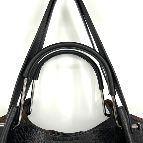 Sondra Roberts Squared Vegan Leather Tote Satchel Black Shoulder Bag Purse Large - Picture 3 of 12